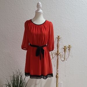 Sweet Storm Red Mini Dress with Black Trim
